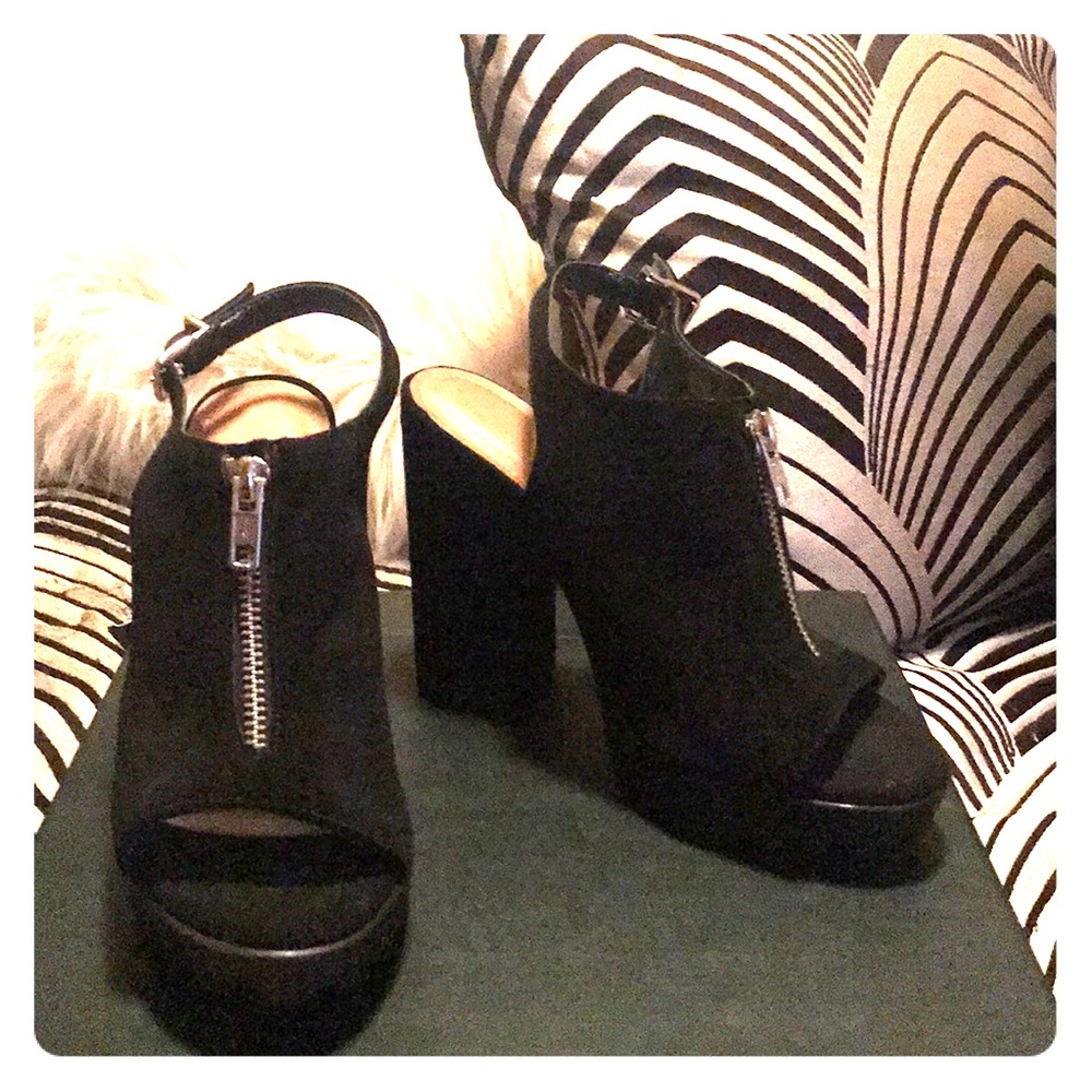 Black Clog Strap Heels, Never Worn